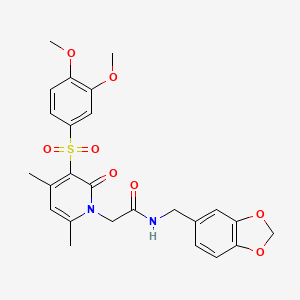molecular formula C25H26N2O8S B2894779 N-[(2H-1,3-benzodioxol-5-yl)methyl]-2-[3-(3,4-dimethoxybenzenesulfonyl)-4,6-dimethyl-2-oxo-1,2-dihydropyridin-1-yl]acetamide CAS No. 1189508-24-4