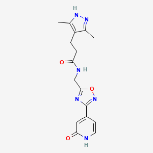 3-(3,5-dimethyl-1H-pyrazol-4-yl)-N-((3-(2-oxo-1,2-dihydropyridin-4-yl)-1,2,4-oxadiazol-5-yl)methyl)propanamide