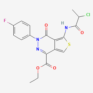 molecular formula C18H15ClFN3O4S B2894821 ethyl 5-(2-chloropropanamido)-3-(4-fluorophenyl)-4-oxo-3H,4H-thieno[3,4-d]pyridazine-1-carboxylate CAS No. 851949-05-8