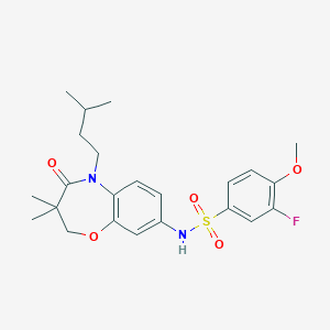 3-fluoro-N-(5-isopentyl-3,3-dimethyl-4-oxo-2,3,4,5-tetrahydrobenzo[b][1,4]oxazepin-8-yl)-4-methoxybenzenesulfonamide