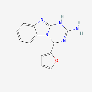 molecular formula C13H11N5O B2894910 4-(2-Furyl)-1,4-dihydro[1,3,5]triazino[1,2-a]benzimidazol-2-amine 