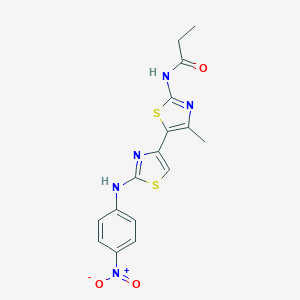 molecular formula C16H15N5O3S2 B289493 N-(4-METHYL-5-{2-[(4-NITROPHENYL)AMINO]-1,3-THIAZOL-4-YL}-1,3-THIAZOL-2-YL)PROPANAMIDE 
