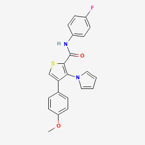 molecular formula C22H17FN2O2S B2894984 N-(4-fluorophenyl)-4-(4-methoxyphenyl)-3-(1H-pyrrol-1-yl)thiophene-2-carboxamide CAS No. 1207033-51-9