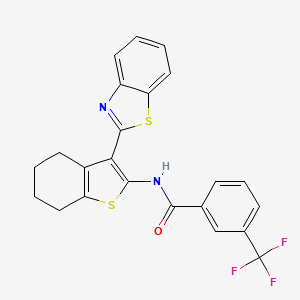 molecular formula C23H17F3N2OS2 B2895022 N-[3-(1,3-benzothiazol-2-yl)-4,5,6,7-tetrahydro-1-benzothiophen-2-yl]-3-(trifluoromethyl)benzamide CAS No. 329904-99-6