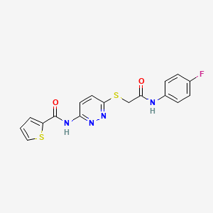 molecular formula C17H13FN4O2S2 B2895023 N-(6-((2-((4-fluorophenyl)amino)-2-oxoethyl)thio)pyridazin-3-yl)thiophene-2-carboxamide CAS No. 1021107-39-0
