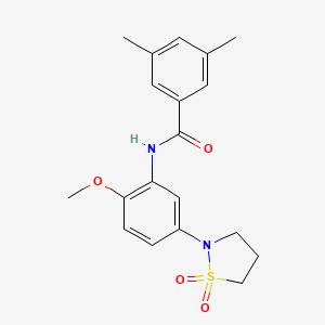 molecular formula C19H22N2O4S B2895048 N-(5-(1,1-dioxidoisothiazolidin-2-yl)-2-methoxyphenyl)-3,5-dimethylbenzamide CAS No. 946261-46-7