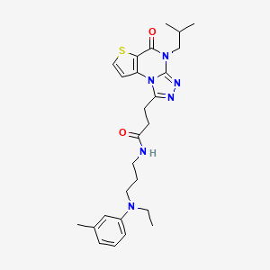 molecular formula C26H34N6O2S B2895059 N-(3-(ethyl(m-tolyl)amino)propyl)-3-(4-isobutyl-5-oxo-4,5-dihydrothieno[2,3-e][1,2,4]triazolo[4,3-a]pyrimidin-1-yl)propanamide CAS No. 1189972-39-1