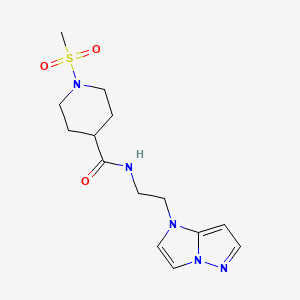 B2895071 N-(2-(1H-imidazo[1,2-b]pyrazol-1-yl)ethyl)-1-(methylsulfonyl)piperidine-4-carboxamide CAS No. 1797086-12-4