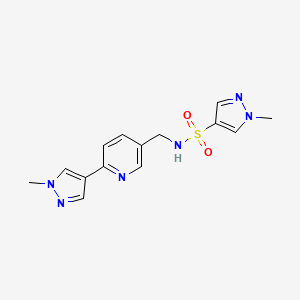 molecular formula C14H16N6O2S B2895088 1-methyl-N-((6-(1-methyl-1H-pyrazol-4-yl)pyridin-3-yl)methyl)-1H-pyrazole-4-sulfonamide CAS No. 2034462-38-7