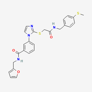 molecular formula C25H24N4O3S2 B2895124 N-[(furan-2-yl)methyl]-3-(2-{[({[4-(methylsulfanyl)phenyl]methyl}carbamoyl)methyl]sulfanyl}-1H-imidazol-1-yl)benzamide CAS No. 1115440-68-0