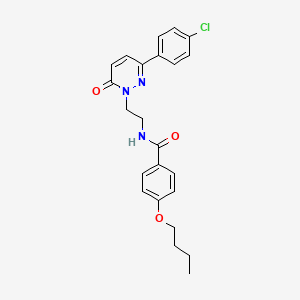 molecular formula C23H24ClN3O3 B2895145 4-butoxy-N-{2-[3-(4-chlorophenyl)-6-oxo-1,6-dihydropyridazin-1-yl]ethyl}benzamide CAS No. 921577-13-1