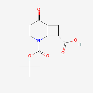 molecular formula C13H19NO5 B2895156 2-[(2-Methylpropan-2-yl)oxycarbonyl]-5-oxo-2-azabicyclo[4.2.0]octane-8-carboxylic acid CAS No. 2411251-98-2