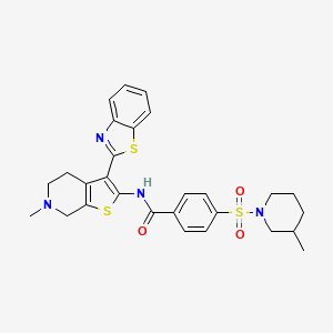 molecular formula C28H30N4O3S3 B2895164 N-(3-(benzo[d]thiazol-2-yl)-6-methyl-4,5,6,7-tetrahydrothieno[2,3-c]pyridin-2-yl)-4-((3-methylpiperidin-1-yl)sulfonyl)benzamide CAS No. 486453-24-1