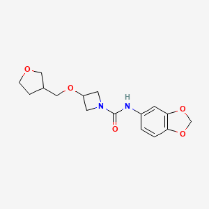 molecular formula C16H20N2O5 B2895199 N-(benzo[d][1,3]dioxol-5-yl)-3-((tetrahydrofuran-3-yl)methoxy)azetidine-1-carboxamide CAS No. 2319640-70-3