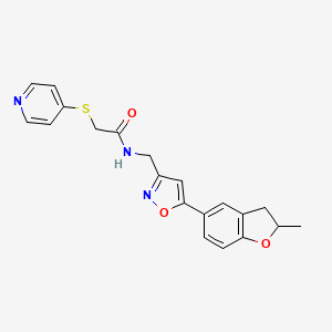 molecular formula C20H19N3O3S B2895232 N-((5-(2-methyl-2,3-dihydrobenzofuran-5-yl)isoxazol-3-yl)methyl)-2-(pyridin-4-ylthio)acetamide CAS No. 1207051-13-5