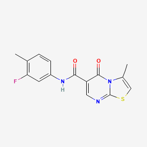 molecular formula C15H12FN3O2S B2895242 N-(3-fluoro-4-methylphenyl)-3-methyl-5-oxo-5H-[1,3]thiazolo[3,2-a]pyrimidine-6-carboxamide CAS No. 851945-86-3