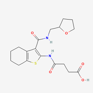 molecular formula C18H24N2O5S B2895288 3-({3-[(Oxolan-2-ylmethyl)carbamoyl]-4,5,6,7-tetrahydro-1-benzothiophen-2-yl}carbamoyl)propanoic acid CAS No. 729582-32-5