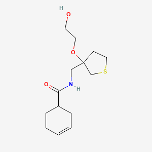 molecular formula C14H23NO3S B2895412 N-{[3-(2-hydroxyethoxy)thiolan-3-yl]methyl}cyclohex-3-ene-1-carboxamide CAS No. 2320854-86-0