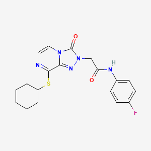 molecular formula C19H20FN5O2S B2895420 2-[8-(cyclohexylsulfanyl)-3-oxo-2H,3H-[1,2,4]triazolo[4,3-a]pyrazin-2-yl]-N-(4-fluorophenyl)acetamide CAS No. 1251550-07-8