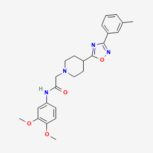 molecular formula C24H28N4O4 B2895424 N-(3,4-dimethoxyphenyl)-2-(4-(3-(m-tolyl)-1,2,4-oxadiazol-5-yl)piperidin-1-yl)acetamide CAS No. 1251567-85-7
