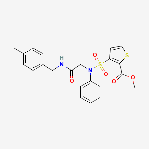 molecular formula C22H22N2O5S2 B2895499 methyl 3-[({[(4-methylphenyl)methyl]carbamoyl}methyl)(phenyl)sulfamoyl]thiophene-2-carboxylate CAS No. 895265-12-0