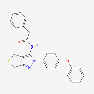 molecular formula C25H21N3O2S B2895509 N-(2-(4-phenoxyphenyl)-4,6-dihydro-2H-thieno[3,4-c]pyrazol-3-yl)-2-phenylacetamide CAS No. 396724-36-0