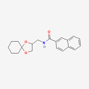 molecular formula C20H23NO3 B2895529 N-(1,4-dioxaspiro[4.5]decan-2-ylmethyl)-2-naphthamide CAS No. 923115-29-1
