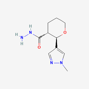 molecular formula C10H16N4O2 B2895533 rac-(2R,3R)-2-(1-methyl-1H-pyrazol-4-yl)oxane-3-carbohydrazide, trans CAS No. 1969288-60-5