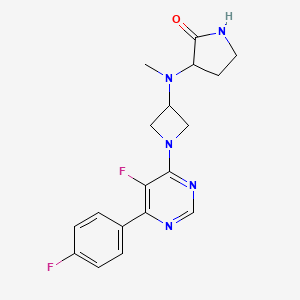 3-[[1-[5-Fluoro-6-(4-fluorophenyl)pyrimidin-4-yl]azetidin-3-yl]-methylamino]pyrrolidin-2-one