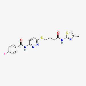 4-fluoro-N-(6-((4-((4-methylthiazol-2-yl)amino)-4-oxobutyl)thio)pyridazin-3-yl)benzamide