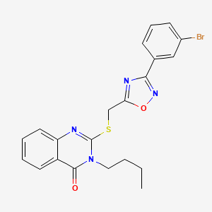 molecular formula C21H19BrN4O2S B2895587 2-(((3-(3-bromophenyl)-1,2,4-oxadiazol-5-yl)methyl)thio)-3-butylquinazolin-4(3H)-one CAS No. 2034514-77-5