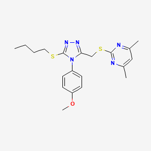 molecular formula C20H25N5OS2 B2895599 2-({[5-(butylsulfanyl)-4-(4-methoxyphenyl)-4H-1,2,4-triazol-3-yl]methyl}sulfanyl)-4,6-dimethylpyrimidine CAS No. 868222-20-2