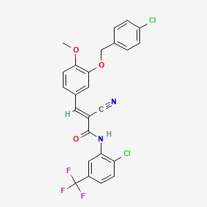 (E)-3-[3-[(4-chlorophenyl)methoxy]-4-methoxyphenyl]-N-[2-chloro-5-(trifluoromethyl)phenyl]-2-cyanoprop-2-enamide