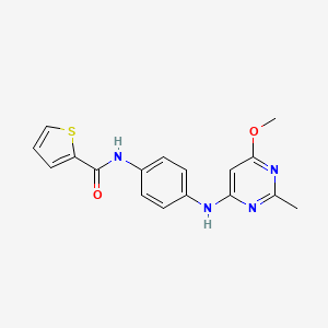 molecular formula C17H16N4O2S B2895624 N-(4-((6-methoxy-2-methylpyrimidin-4-yl)amino)phenyl)thiophene-2-carboxamide CAS No. 946355-19-7