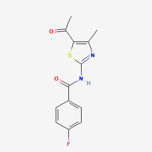 molecular formula C13H11FN2O2S B2895661 N-(5-Acetyl-4-methylthiazol-2-YL)-4-fluorobenzamide CAS No. 321532-91-6