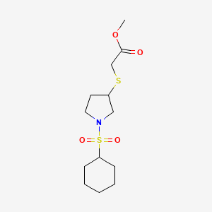 Methyl 2-((1-(cyclohexylsulfonyl)pyrrolidin-3-yl)thio)acetate