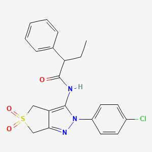 molecular formula C21H20ClN3O3S B2895693 N-[2-(4-chlorophenyl)-5,5-dioxo-2H,4H,6H-5lambda6-thieno[3,4-c]pyrazol-3-yl]-2-phenylbutanamide CAS No. 449791-73-5