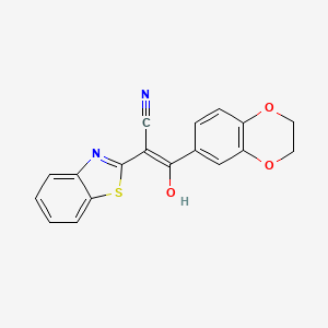 2-[(2E)-2,3-dihydro-1,3-benzothiazol-2-ylidene]-3-(2,3-dihydro-1,4-benzodioxin-6-yl)-3-oxopropanenitrile