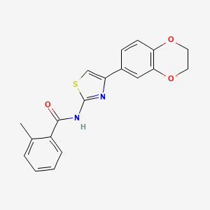molecular formula C19H16N2O3S B2895703 N-[4-(2,3-dihydro-1,4-benzodioxin-6-yl)-1,3-thiazol-2-yl]-2-methylbenzamide CAS No. 888410-40-0