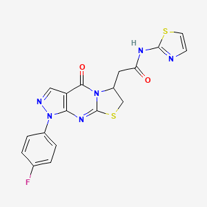 2-[6-(4-Fluorophenyl)-2-oxo-10-thia-1,5,6,8-tetrazatricyclo[7.3.0.03,7]dodeca-3(7),4,8-trien-12-yl]-N-(1,3-thiazol-2-yl)acetamide
