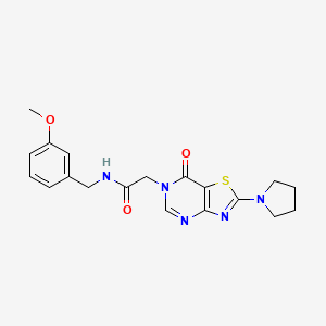 molecular formula C19H21N5O3S B2895713 N-[(3-methoxyphenyl)methyl]-2-[7-oxo-2-(pyrrolidin-1-yl)-6H,7H-[1,3]thiazolo[4,5-d]pyrimidin-6-yl]acetamide CAS No. 1223849-04-4