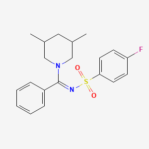 molecular formula C20H23FN2O2S B2895749 N-[(1Z)-(3,5-dimethylpiperidin-1-yl)(phenyl)methylidene]-4-fluorobenzene-1-sulfonamide CAS No. 716374-42-4