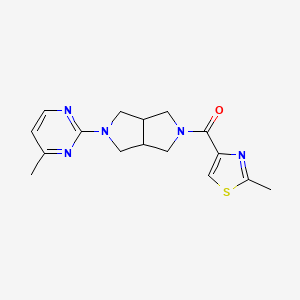 molecular formula C16H19N5OS B2895755 [2-(4-Methylpyrimidin-2-yl)-1,3,3a,4,6,6a-hexahydropyrrolo[3,4-c]pyrrol-5-yl]-(2-methyl-1,3-thiazol-4-yl)methanone CAS No. 2415629-74-0