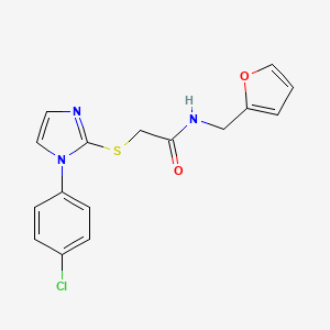 molecular formula C16H14ClN3O2S B2895767 2-((1-(4-chlorophenyl)-1H-imidazol-2-yl)thio)-N-(furan-2-ylmethyl)acetamide CAS No. 851079-27-1
