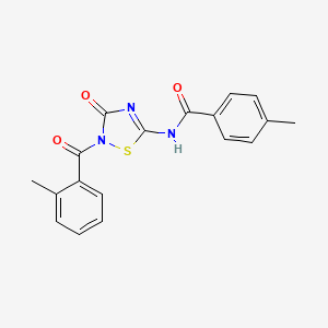 4-methyl-N-[2-(2-methylbenzoyl)-3-oxo-2,3-dihydro-1,2,4-thiadiazol-5-yl]benzenecarboxamide