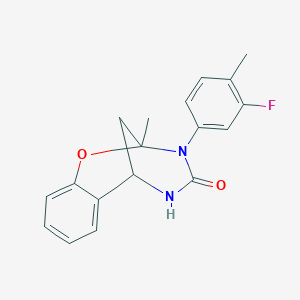 molecular formula C18H17FN2O2 B2895771 3-(3-fluoro-4-methylphenyl)-2-methyl-5,6-dihydro-2H-2,6-methanobenzo[g][1,3,5]oxadiazocin-4(3H)-one CAS No. 899962-49-3