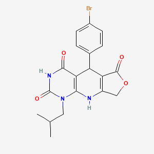 molecular formula C19H18BrN3O4 B2895816 8-(4-Bromophenyl)-13-(2-methylpropyl)-5-oxa-2,11,13-triazatricyclo[7.4.0.0^{3,7}]trideca-1(9),3(7)-diene-6,10,12-trione CAS No. 869465-29-2