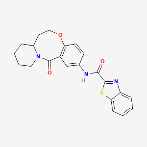 molecular formula C22H21N3O3S B2895829 N-(13-氧代-6,7,7a,8,9,10,11,13-八氢苯并[b]吡啶并[1,2-e][1,5]恶唑辛-2-基)苯并[d]噻唑-2-甲酰胺 CAS No. 1226457-67-5