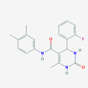 molecular formula C20H20FN3O2 B2895833 N-(3,4-dimethylphenyl)-4-(2-fluorophenyl)-6-methyl-2-oxo-1,2,3,4-tetrahydropyrimidine-5-carboxamide CAS No. 406690-33-3