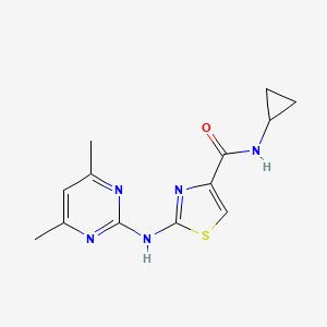 molecular formula C13H15N5OS B2895837 N-cyclopropyl-2-((4,6-dimethylpyrimidin-2-yl)amino)thiazole-4-carboxamide CAS No. 1251634-94-2